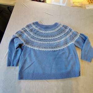 Light Blue Beaded Embellished‎ Crew Neck Sweater Women's Size 3X